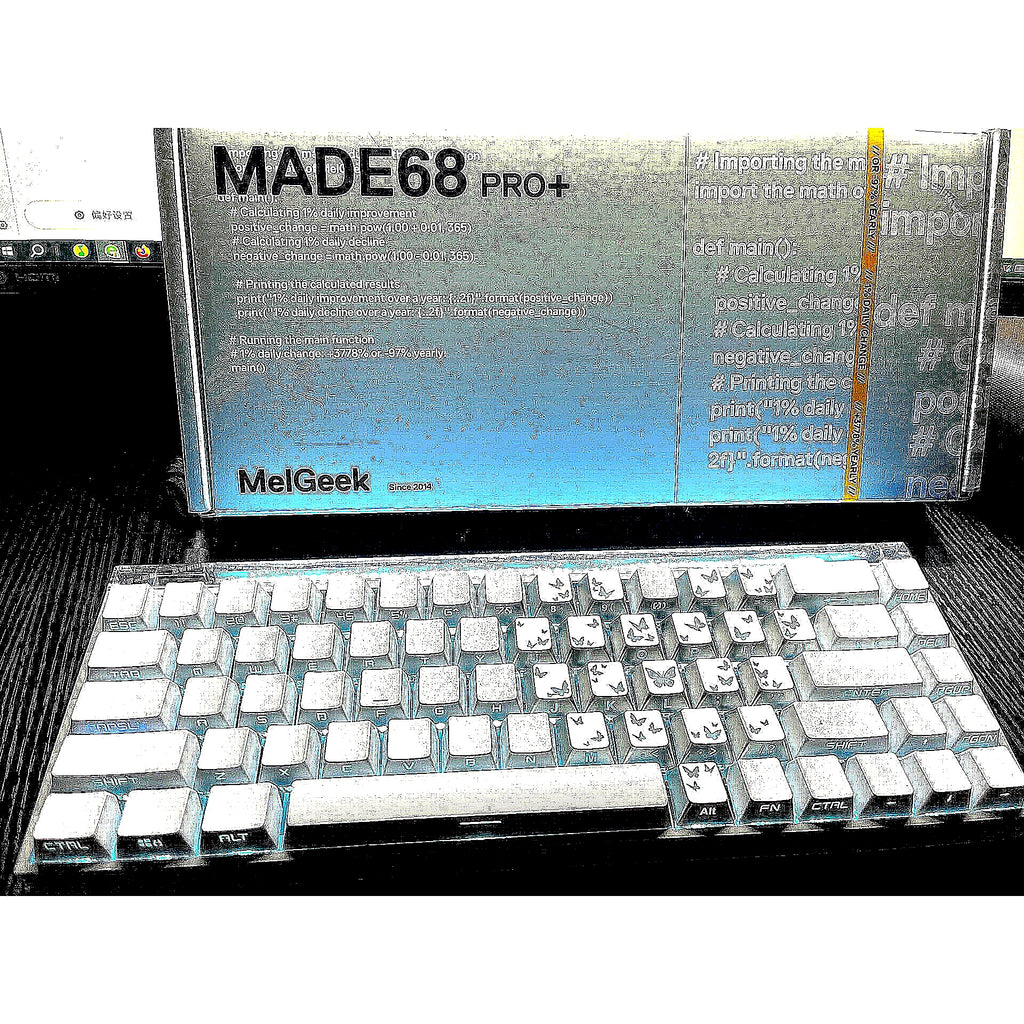 White Silver Butterfly - MELGEEK Made68Pro+ Magnetic Custom Keyboard