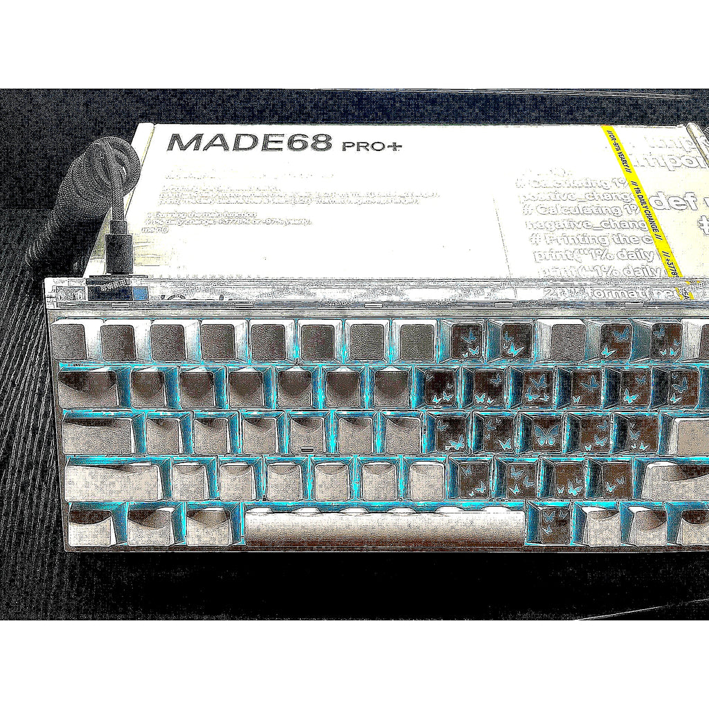 White Silver Butterfly - MELGEEK Made68Pro+ Magnetic Custom Keyboard